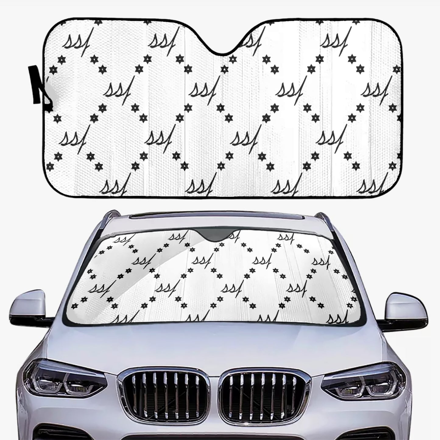 White Monogram Car Windshield Sun Shade
