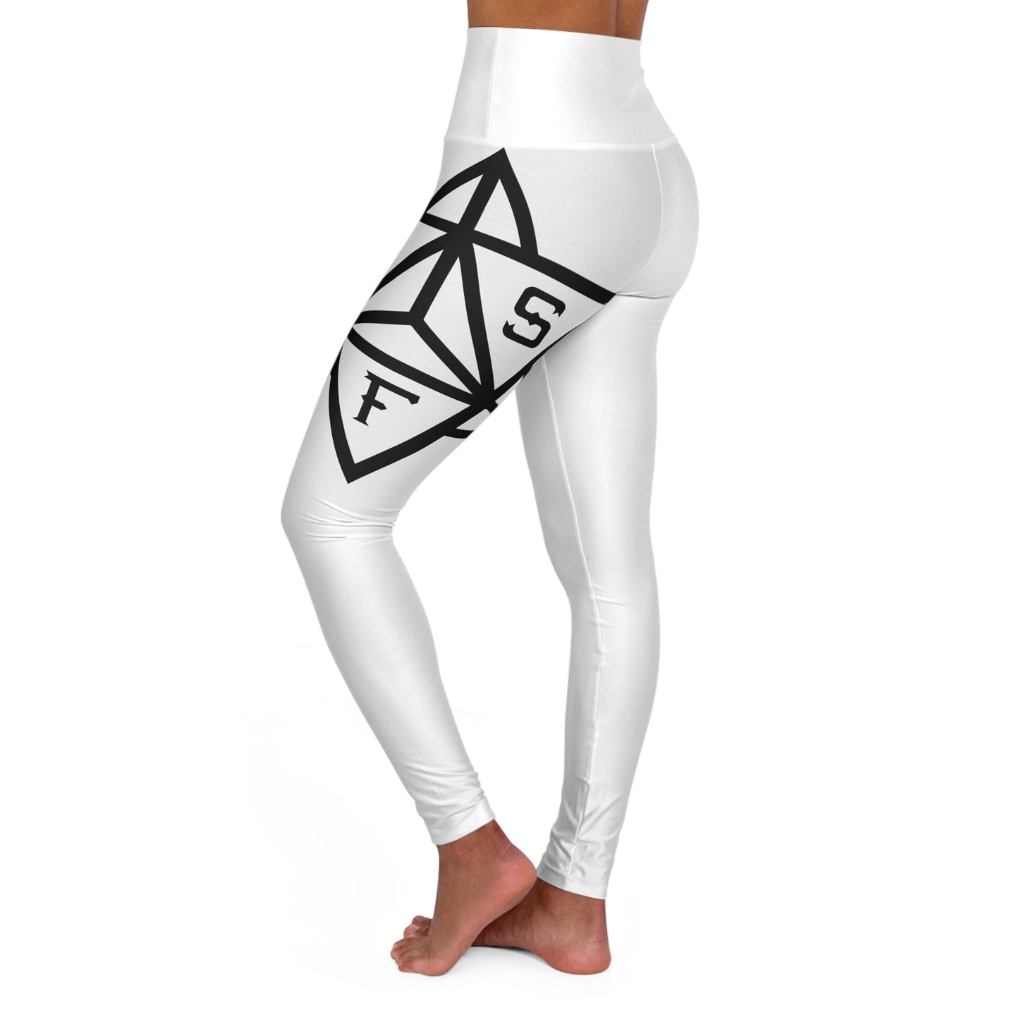 White SSF Fitness High Waisted Yoga Leggings
