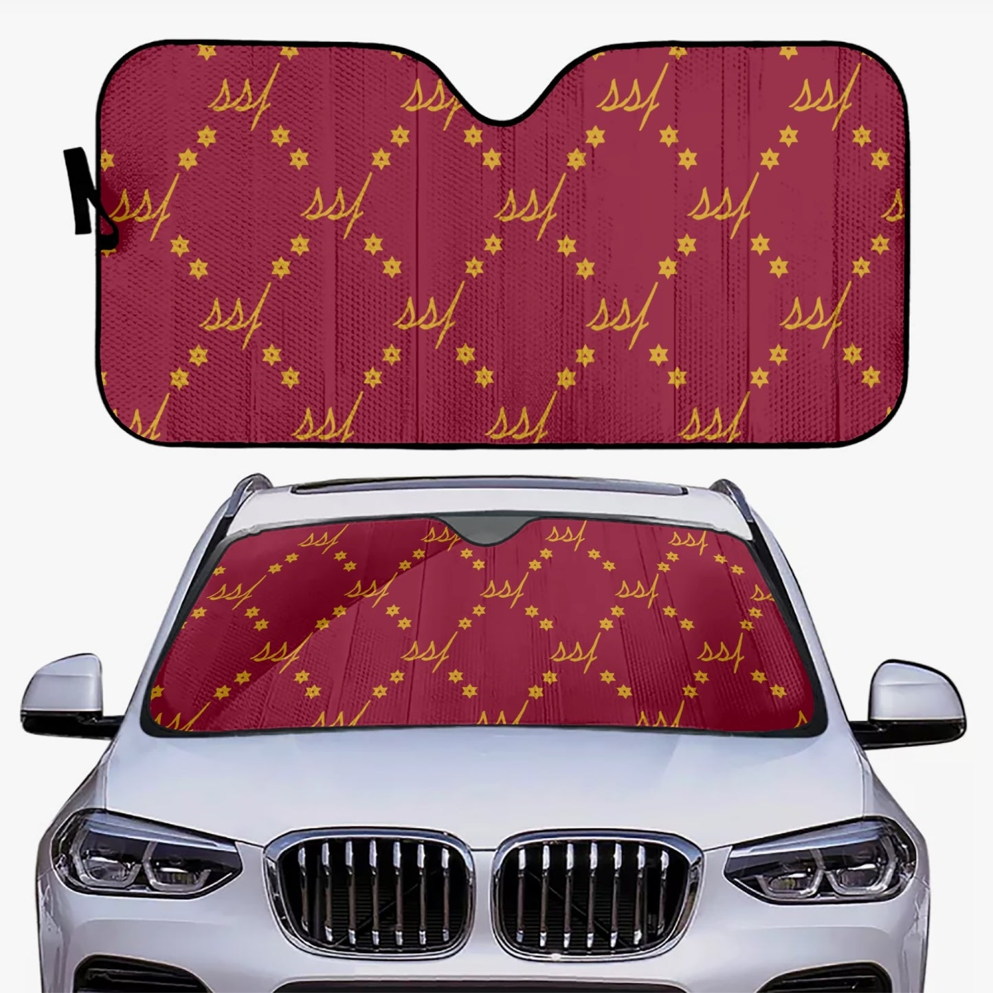 Red with Gold Car Windshield Sun Shade