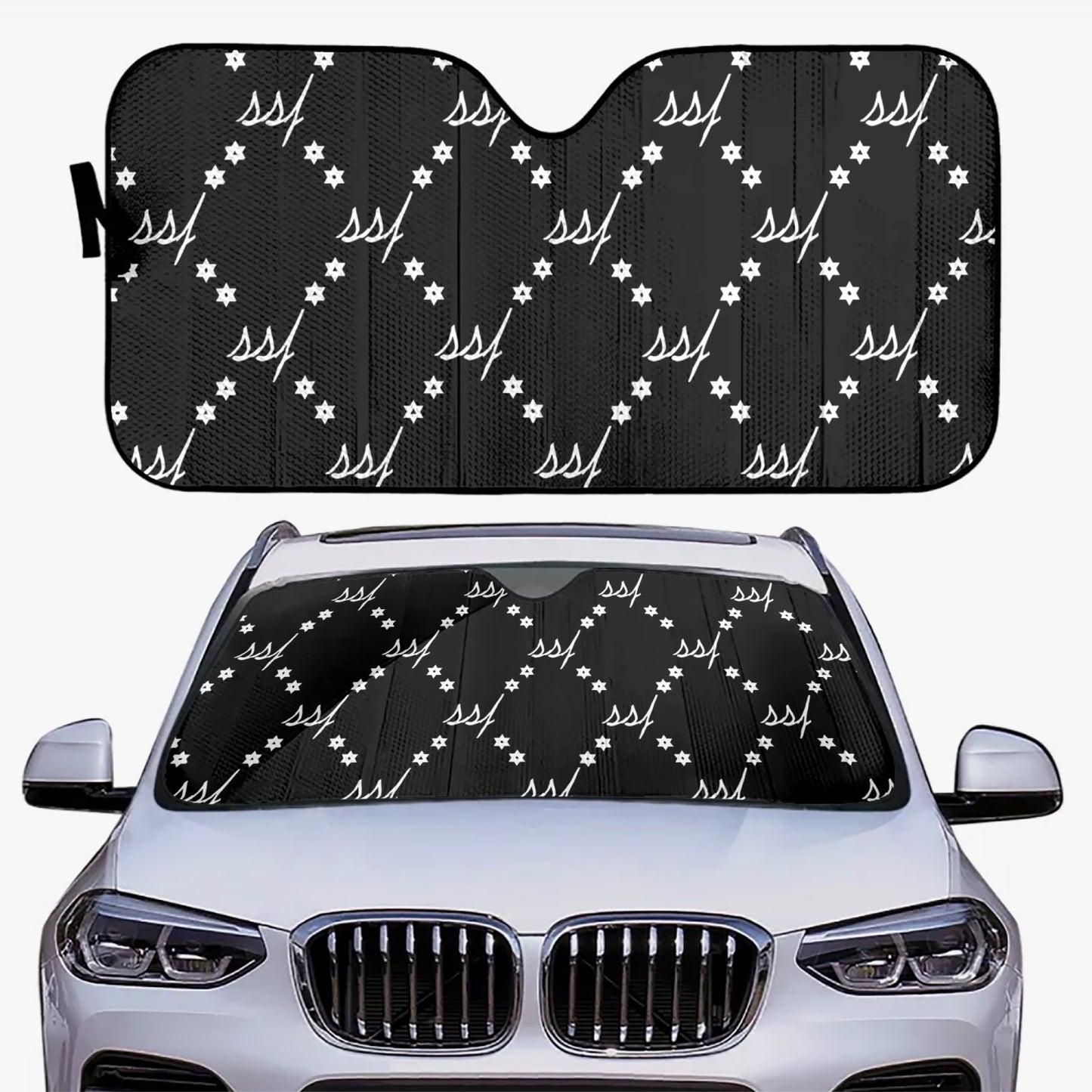 Black Monogram Car Windshield Sun Shade