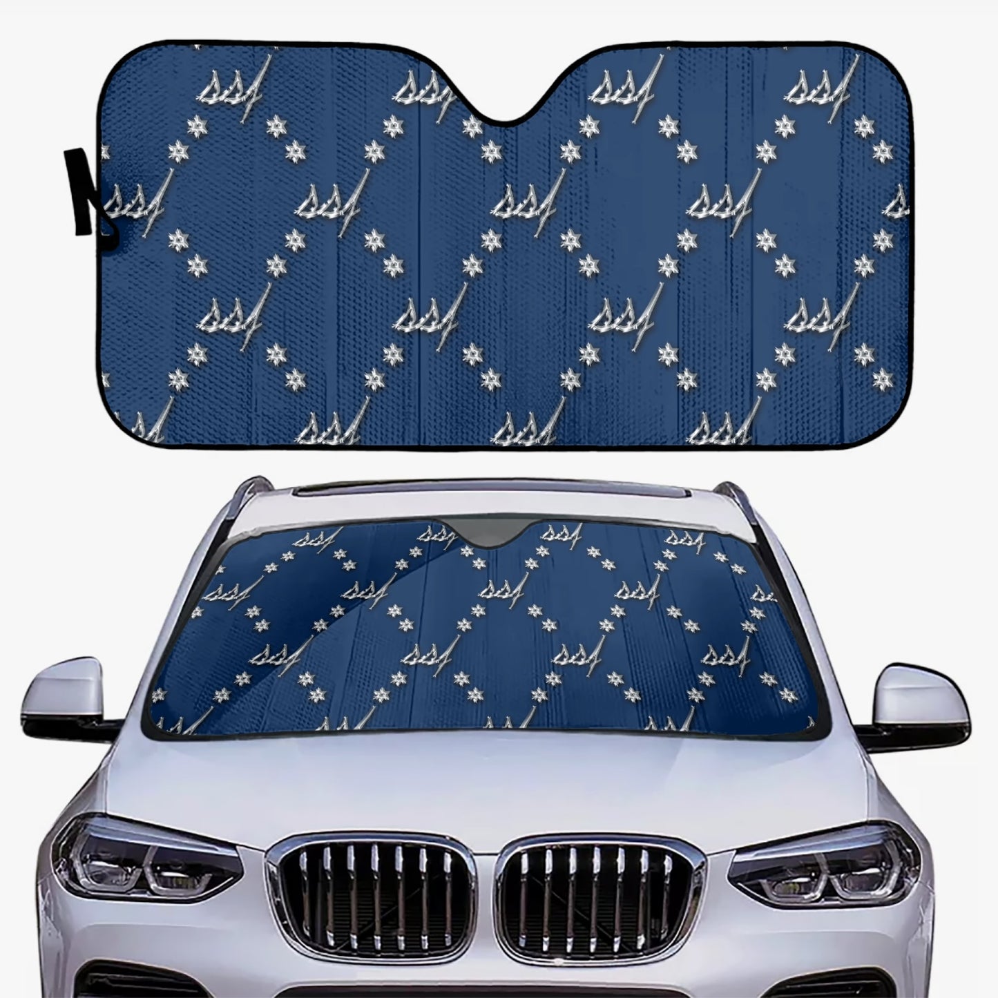 Blue with Chrome Car Windshield Sun Shade