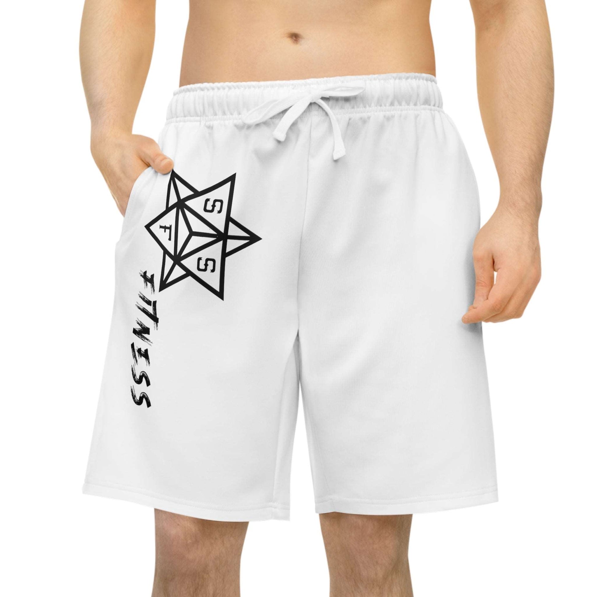 White SSF Fitness Athletic Long Shorts