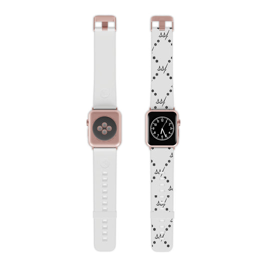 White Monogram Watch Band for Apple Watch