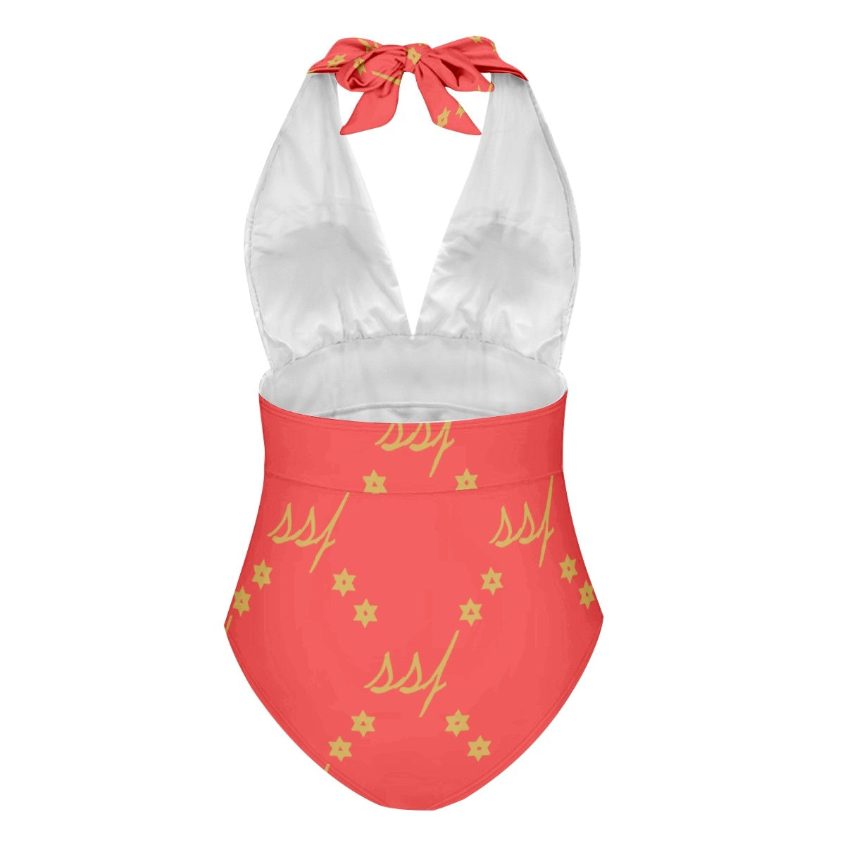 SSF Red with Gold Monogram Women's One-Piece Swimsuit