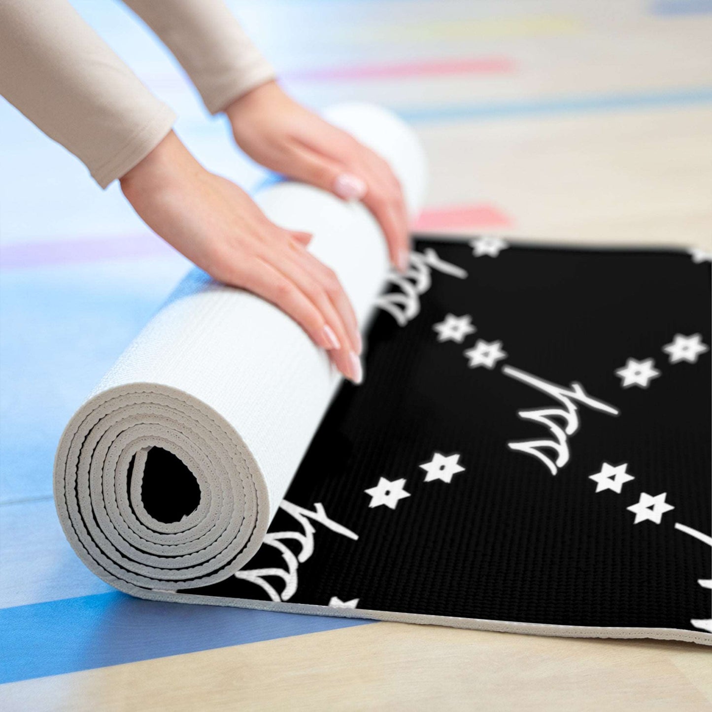 Black Monogram Foam Yoga Mat