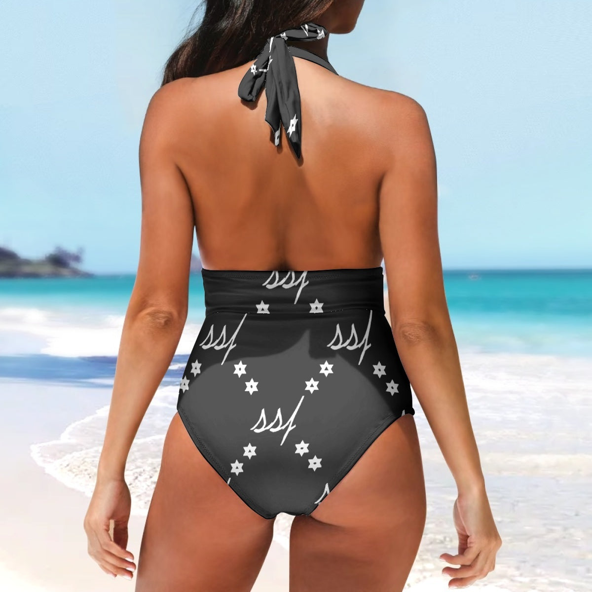 SSF Black Monogram Women's One-Piece Swimsuit