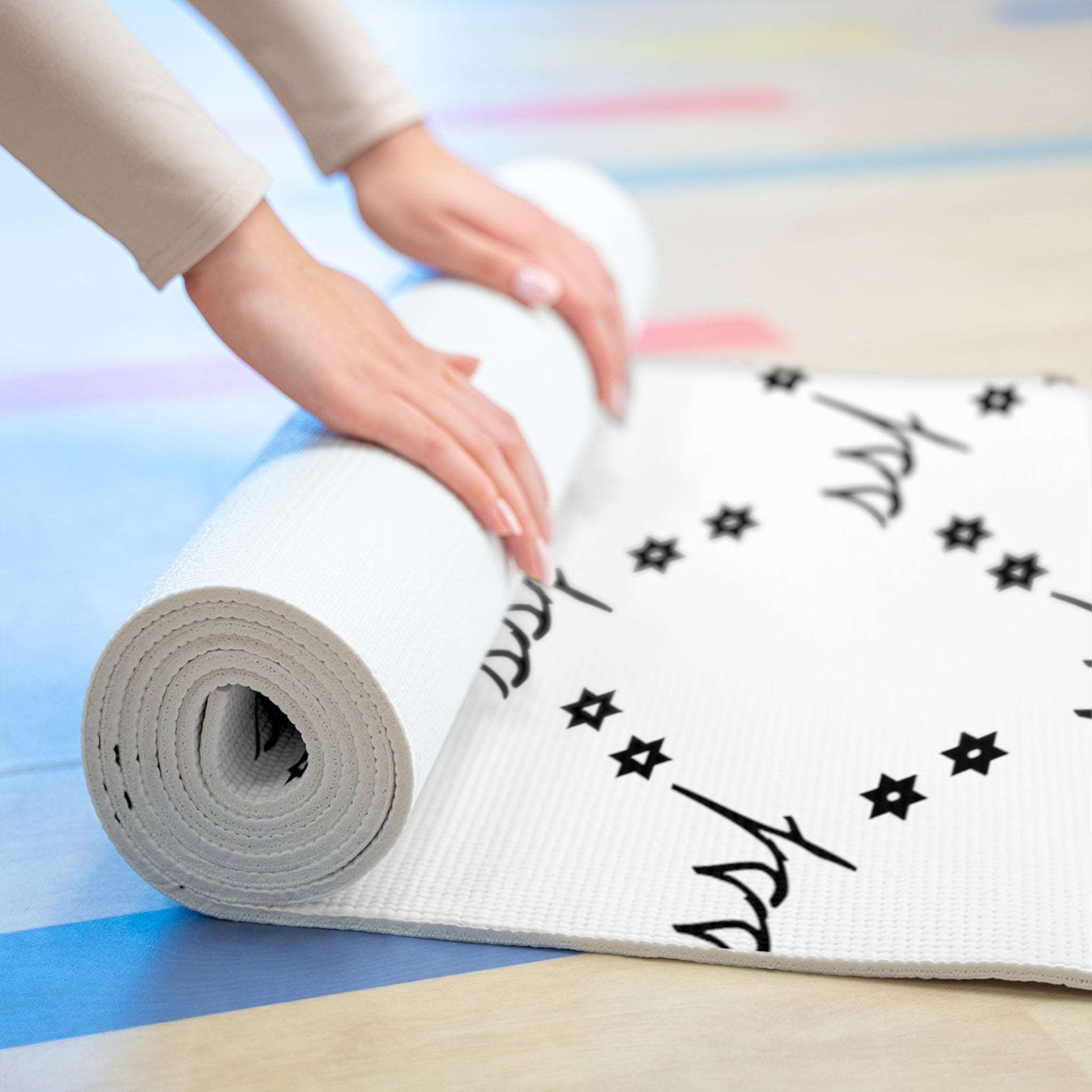 White Monogram Foam Yoga Mat