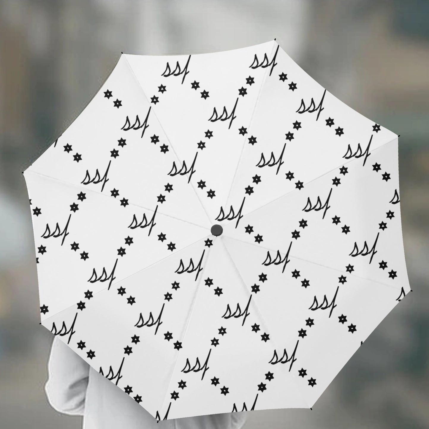 White Monogram Umbrella